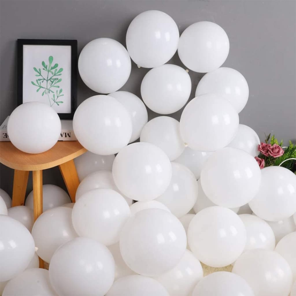 50/100 Unidades Balão Bexiga Branco Liso Número 7 Polegadas Para Festas e Decoração