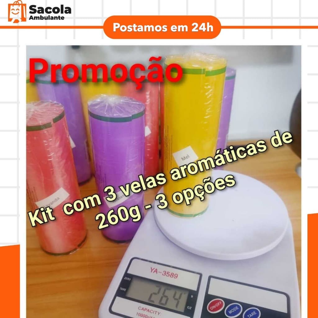 03 Velas Aromáticas variações Alfazema Lavanda e Mel 260g