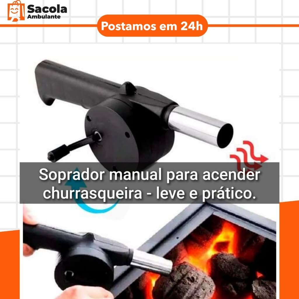 Acendedor Soprador Manual para acender churrasqueira facilidade e praticidade
