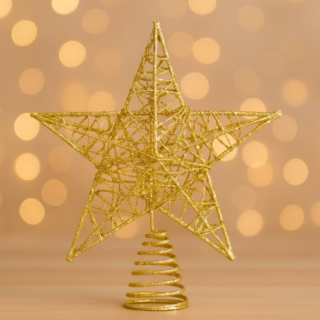 Estrela Dourada Toque Magico - Ponteira Topo de Árvore Natal Enfeite Natalino Luxo