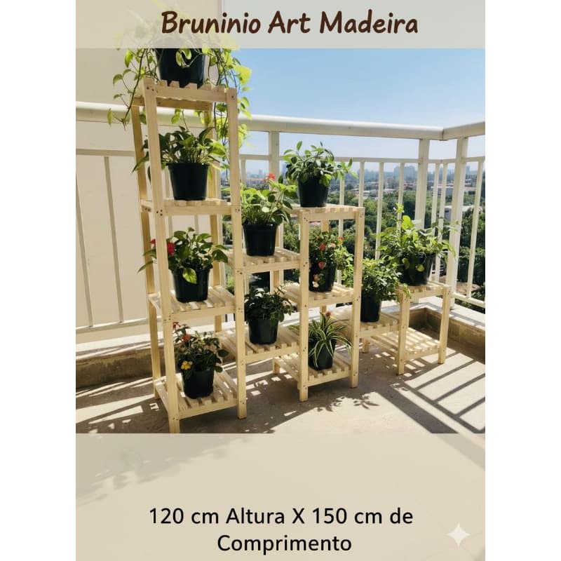 Floreira de chão, Novo modelo, Suporte Para Vasos De Plantas Em Madeira Modelo 2025/26
