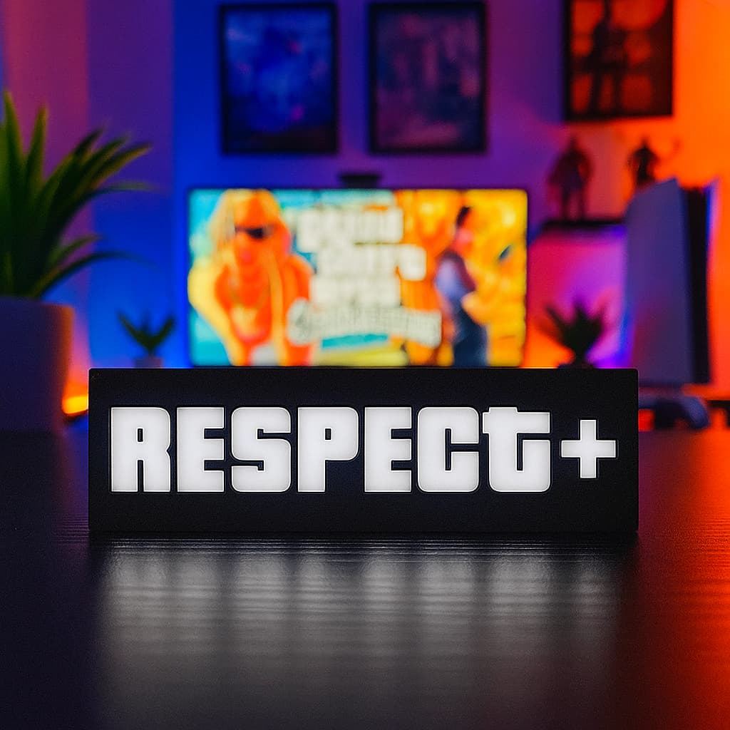 Luminária Gamer Exclusiva Jogo GTA Respect + Para Setup Gamer Presente Geek Led Bivolt