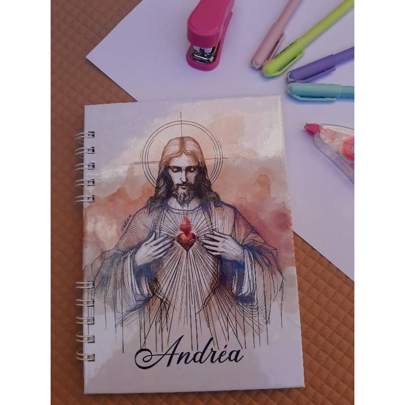 Caderno Católico Personalizado com Nome – Foto de Jesus A5 100 Folhas