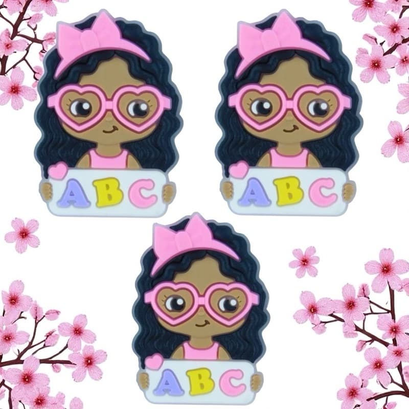 Kit com 10 Apliques Emborrachados Menina ABC Escolar