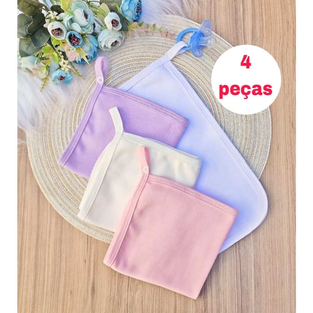 kit 4 pano boca babete fraldinha boca bebê malha dupla de algodão antialérgico maternidade