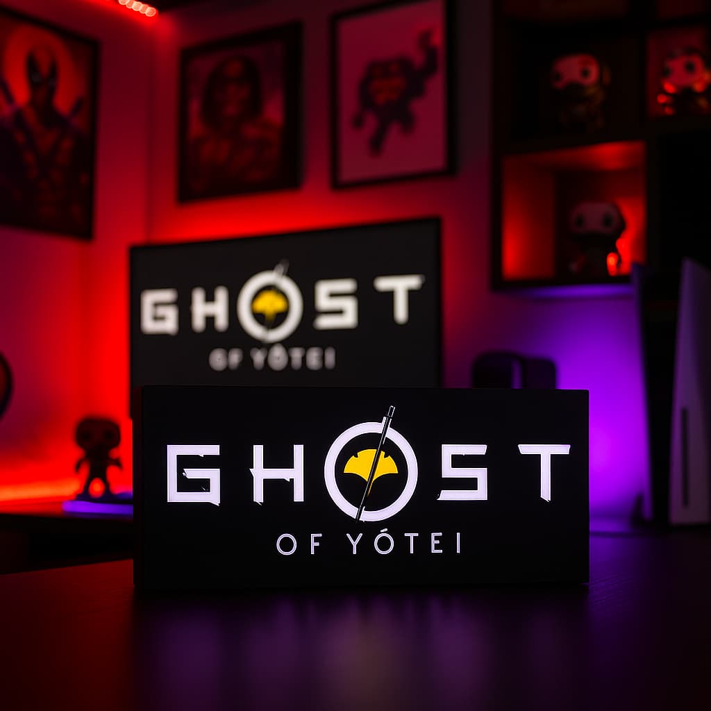 Luminária Gamer Exclusiva Do Jogo Ghost Of Yotei De Led Bivolt Para Setup Gamer e Presente Geek
