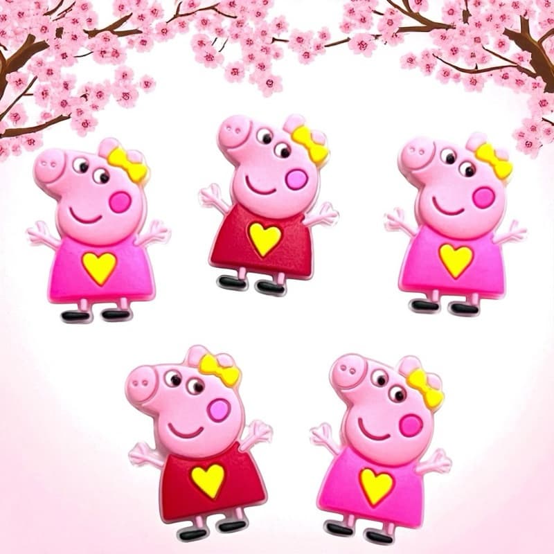 Kit com 10/20 Apliques Emborrachados Peppa Pig