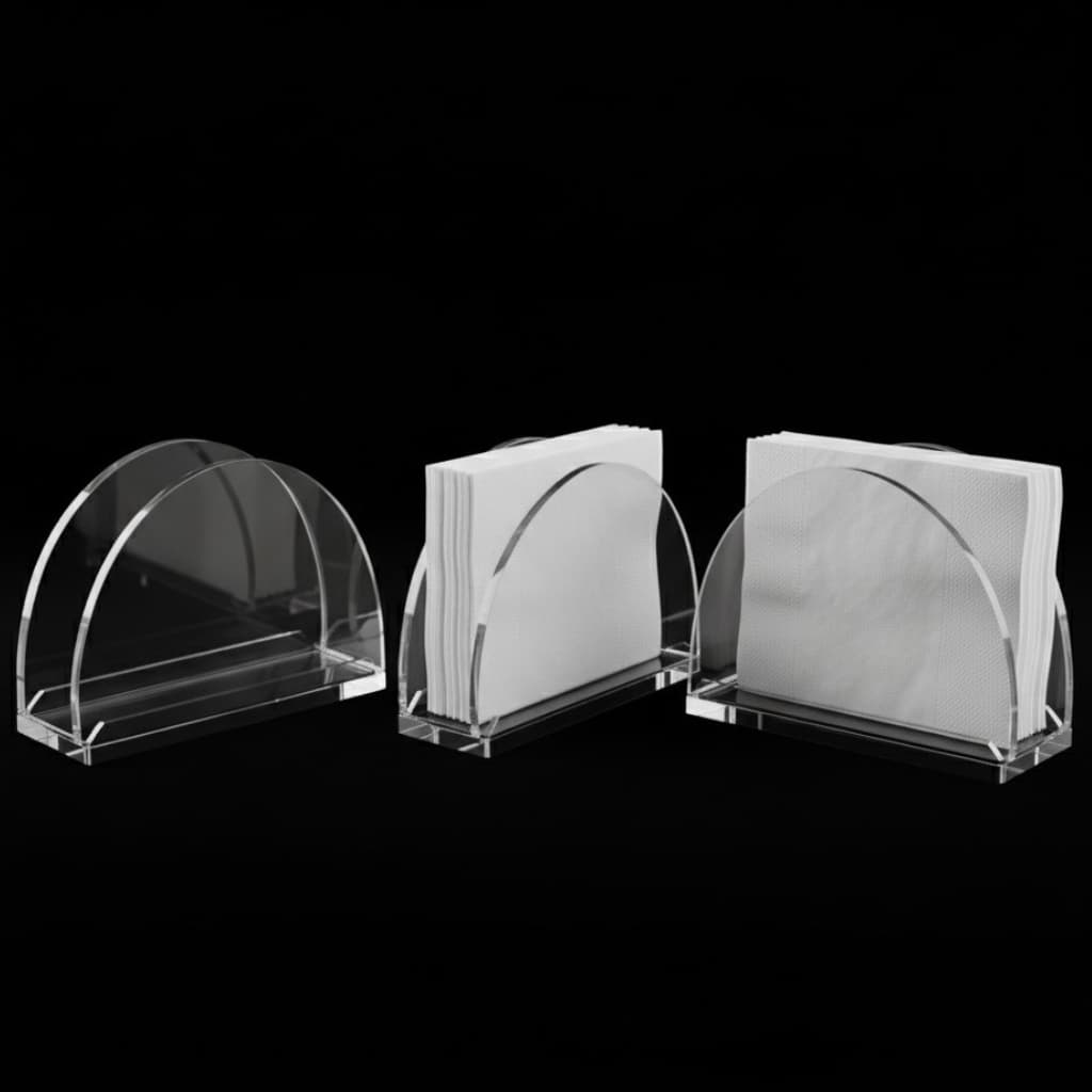 Kit 3 Porta Guardanapos de Acrílico Luxo Resistente Clássico Oval para Cozinha Bares Restaurantes