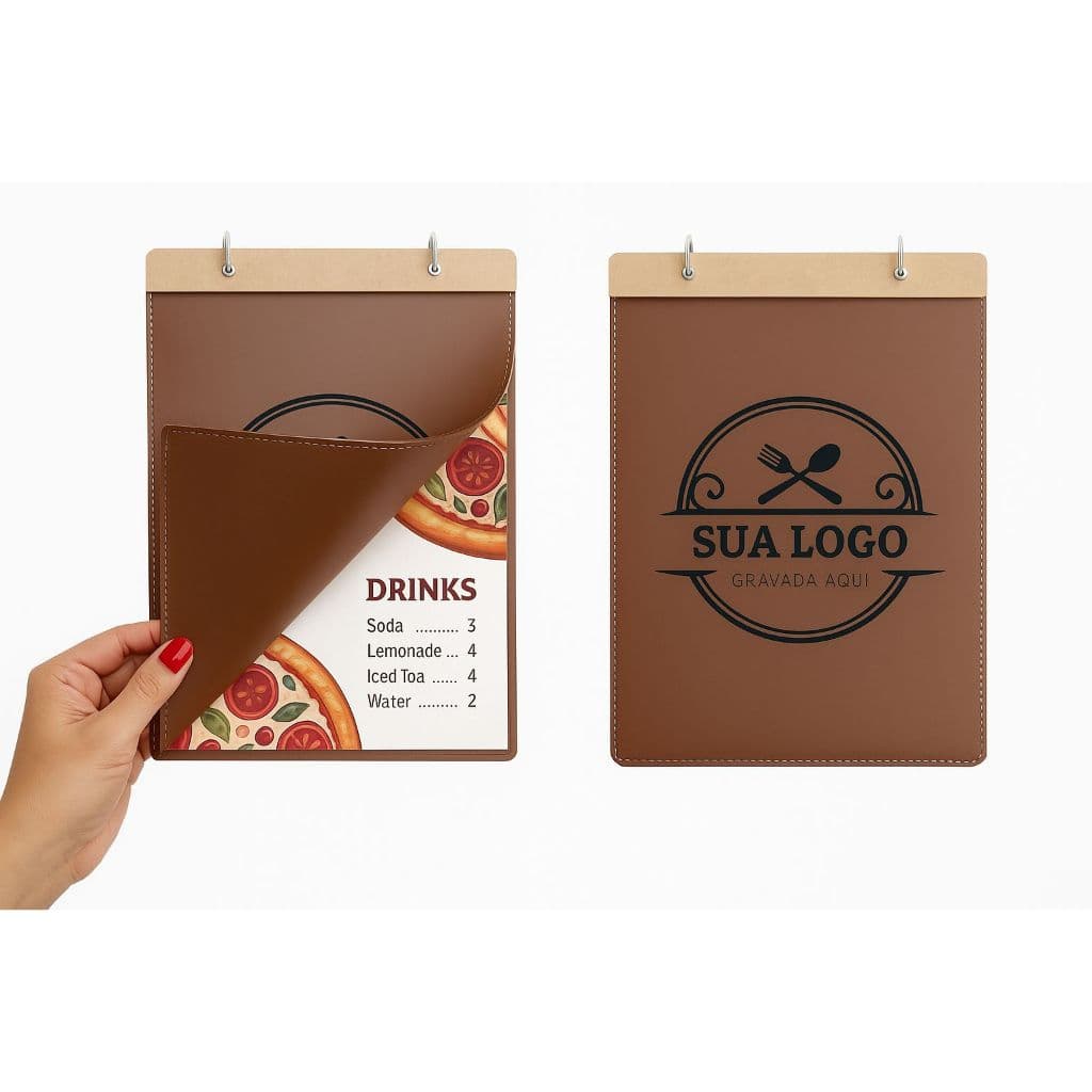 10 Cardápios Prancheta A4 - Sua Marca Gravada, Restaurante, Pizzaria, Churrascaria, Café