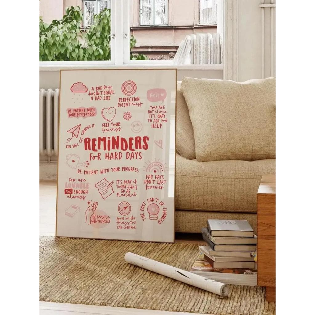 Quadro decorativo mensagens inspiradoras em vermelho e branco