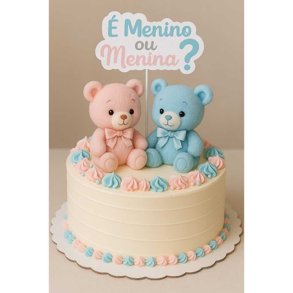 🧸✨ Topo de Bolo Chá Revelação – “É Menino ou Menina?” | Compre com Moedas e Frete Grátis Shopee ✨
