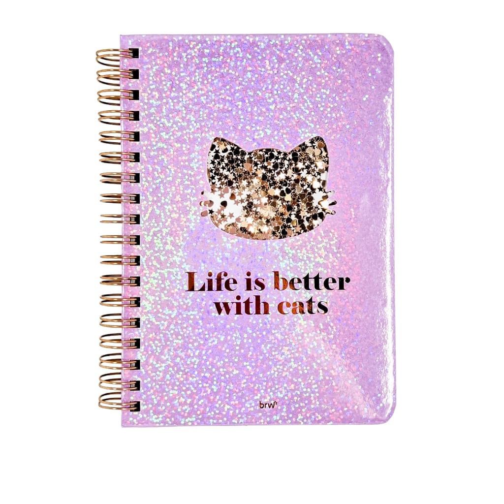 CADERNO PEQUENO PAUTADO 80 FOLHAS GATO CACHORRO GLITTER BEST FRIEND