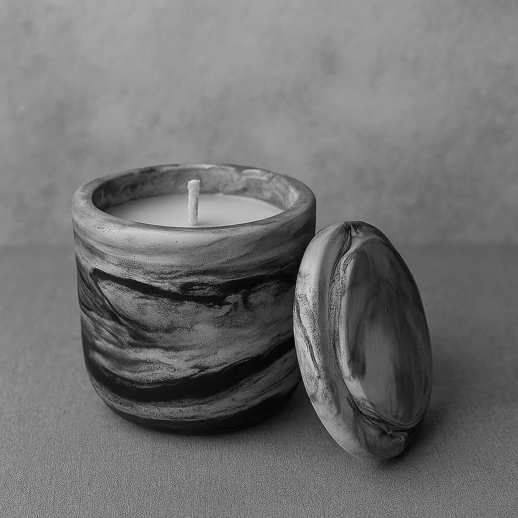 Vela Aromática de Gesso Efeito Marmorizado 150g com Tampa