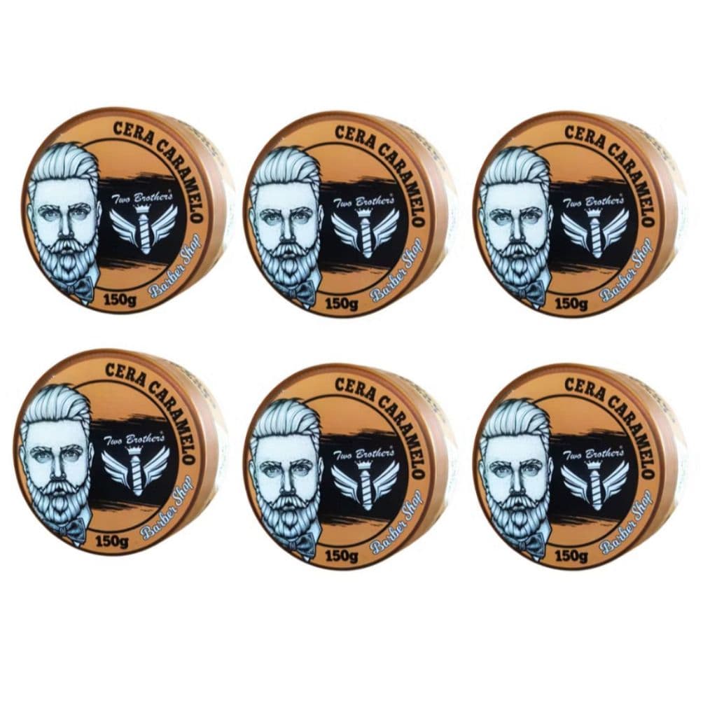 Pomada Modeladora Caramelo Two Brothers 150g Alta Fixação Cera Efeito Molhado Brilho Intenso Longa Duração- 6 unidades