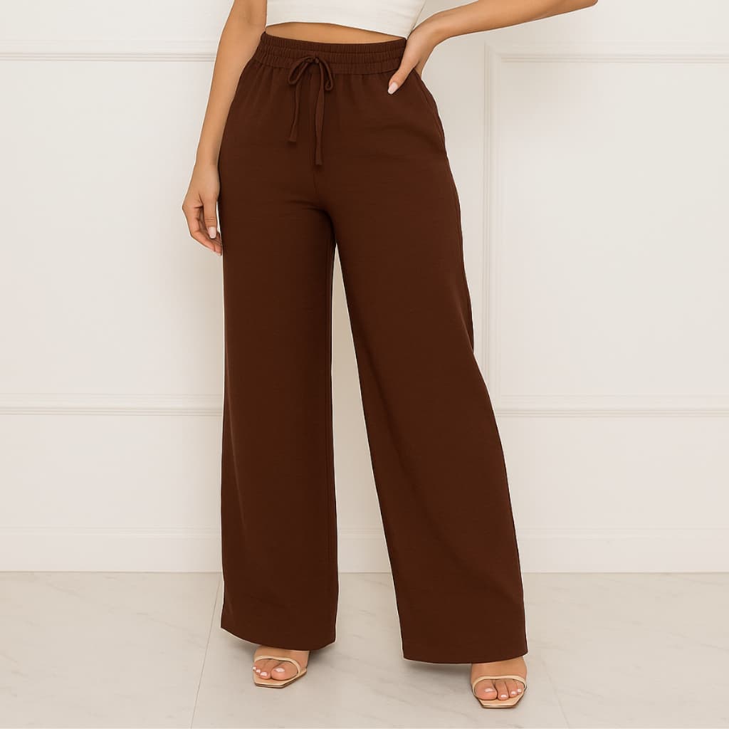 Calça Pantalona Feminina Com Bolso Duna
