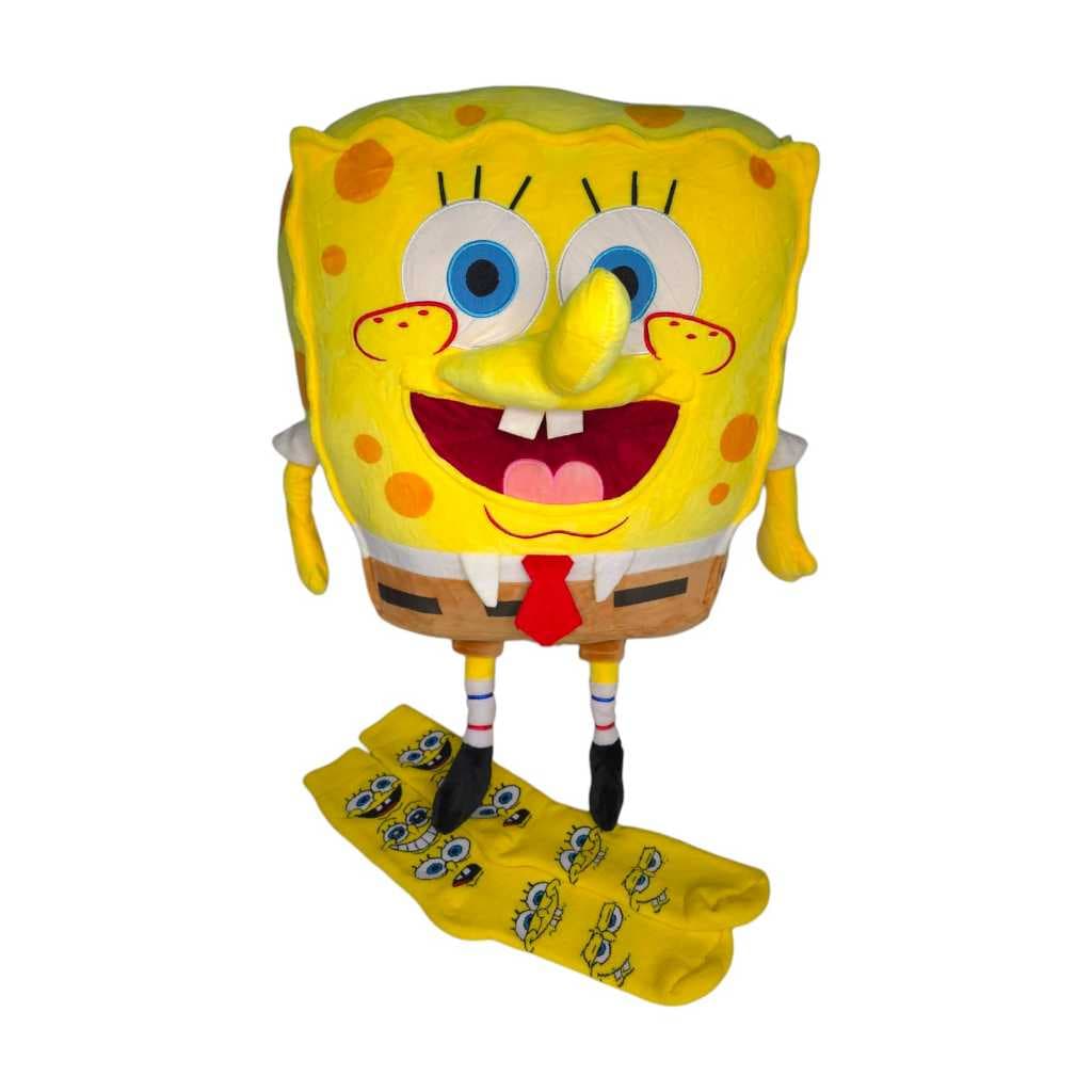 Pelúcia Bob Esponja Grande 55 Cm + Par de Meias