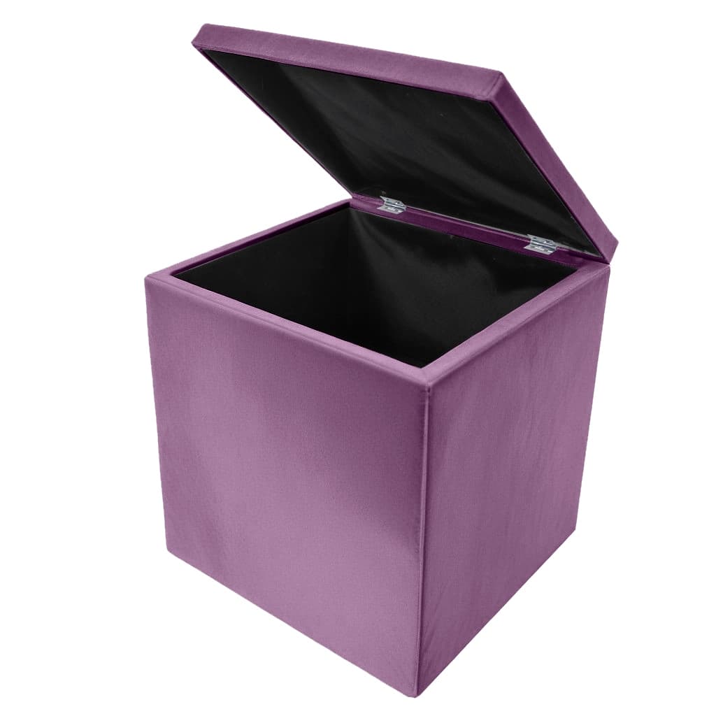 Puff Baú Cubo para Armazenamento 33x33x40cm - Roxo
