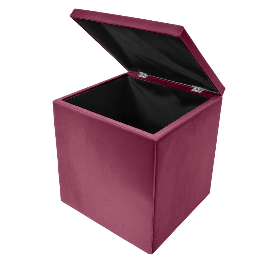 Puff Baú Cubo para Armazenamento 33x33x40cm - Vinho