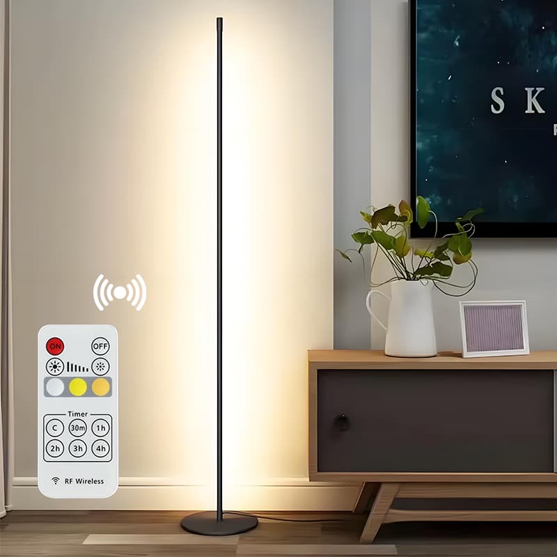 Luminária de assoalho LED simples estilo europeu de 100cm com tempo de ajuste de controle remoto -G5