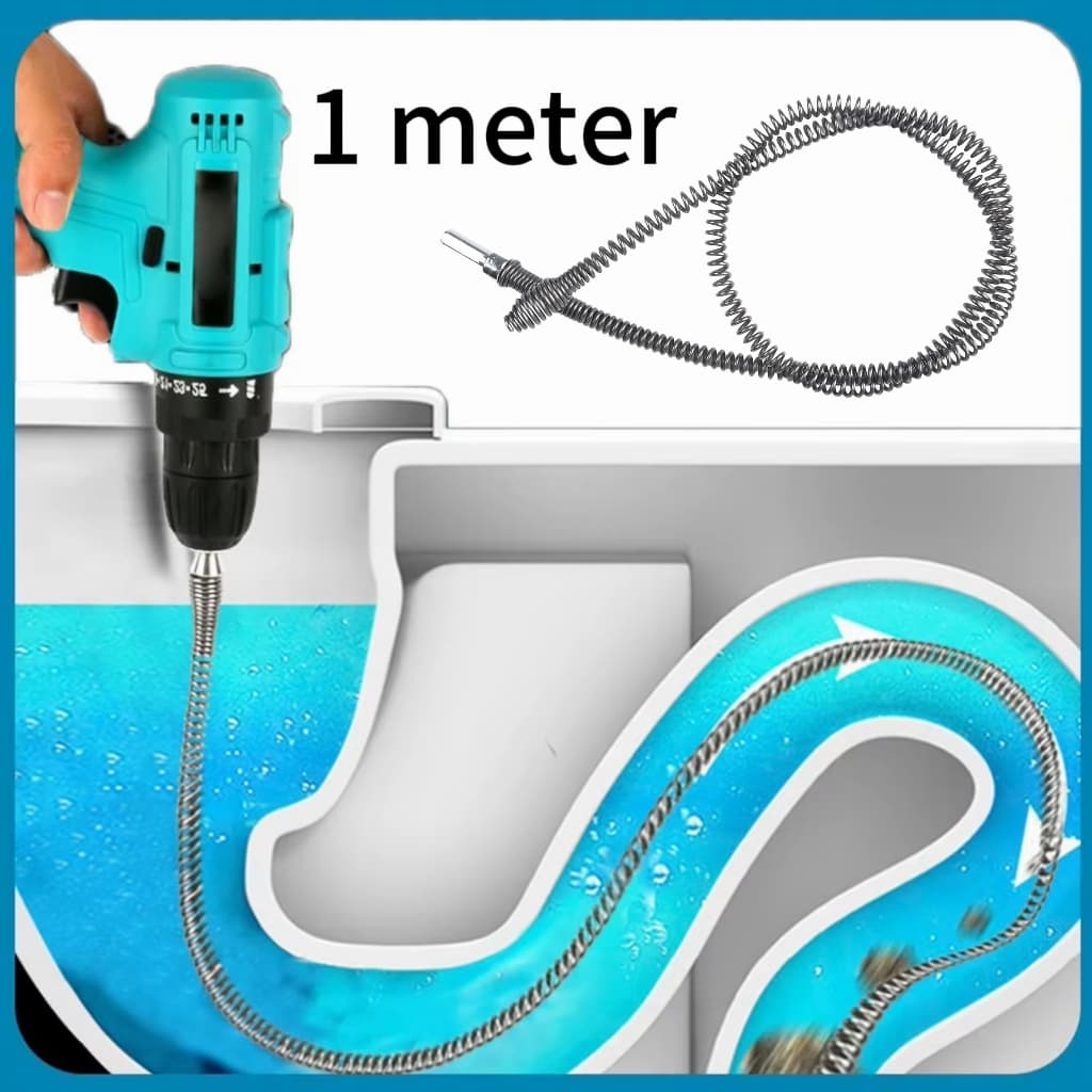 Desentupidor Limpador para Pias Ralos Canos Com Mola flexivél Adaptador para Furadeira 1 Metros Dragagem Do Esgoto