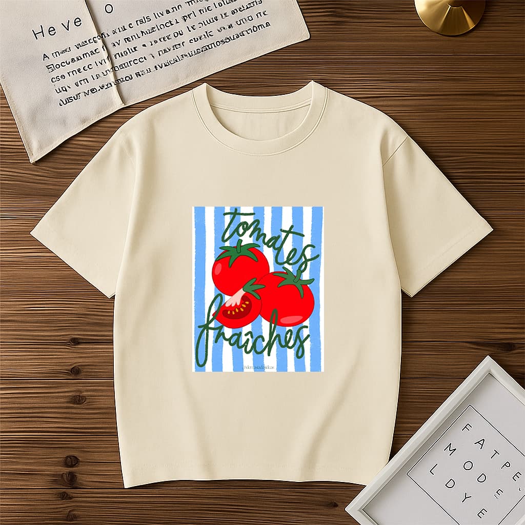 Blusa Básica Tomate Francês T-Shirt Feminina Tendência Vintage Envio Imediato