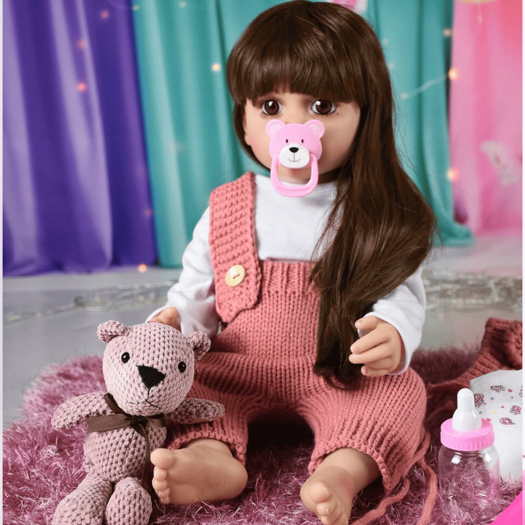 Bebê Sweetie Reborn Roupa Touca Crochê Urso Amigurumi 55cm
