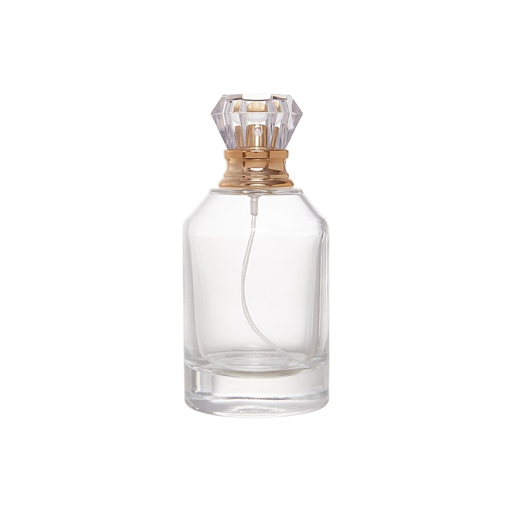Frasco de Perfume 100ml Luxo Com Tampa Cristal Diamante Dourado Modelo Fortuna Transparente