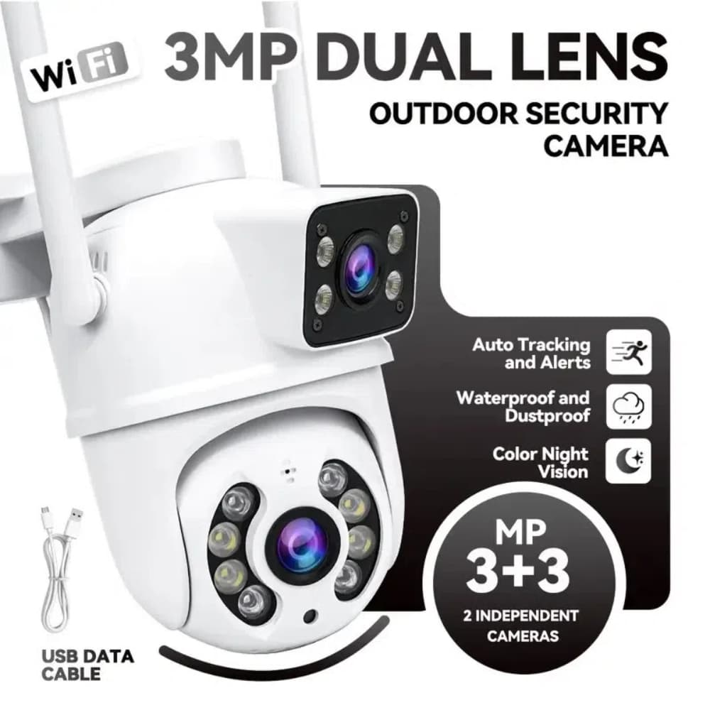 Câmera De Segurança a Prova de água Lente Dupla IP66 Camera IP WiFi 360 Sensor Visão Noturna