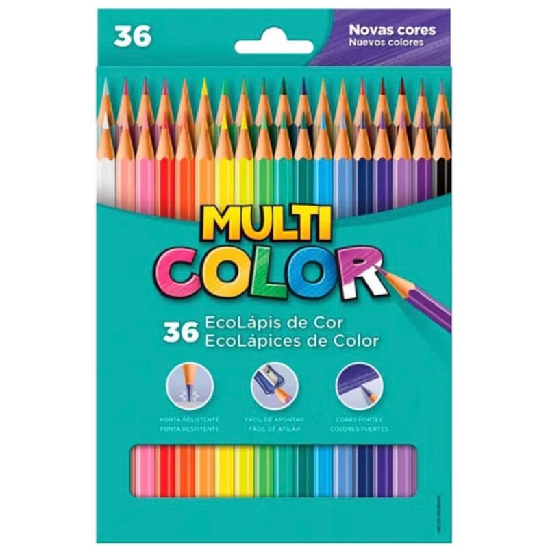 Lapis De Cor Multicolor 36 Novas Cores, Material Escolar