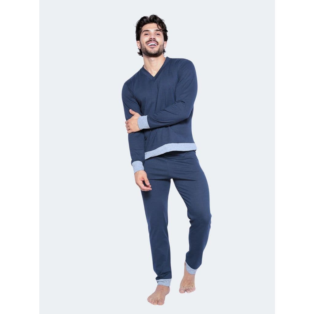 Pijama Masculino Manga Longa De Algodão