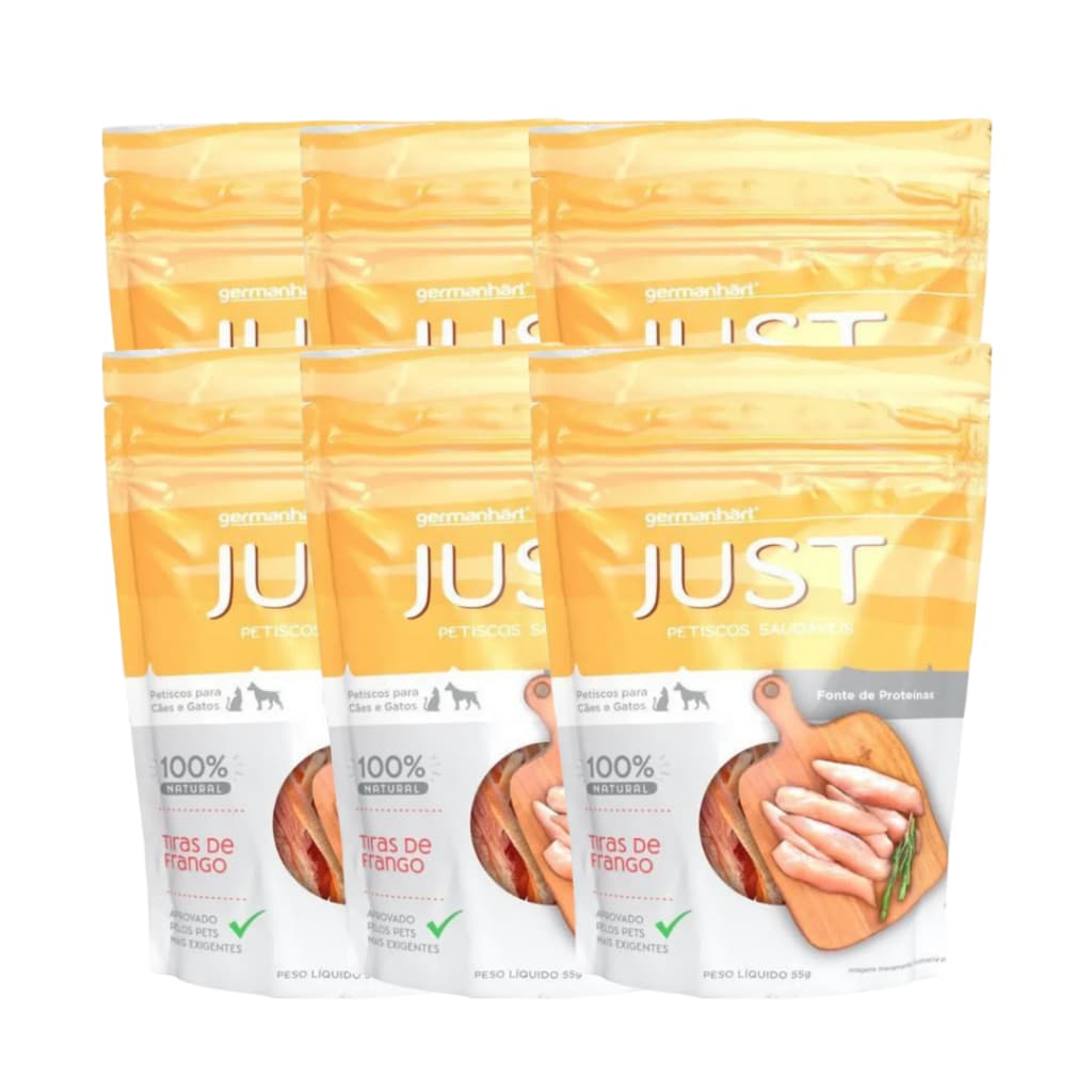 Kit 6 Petisco Natural Just Slice De Frango 55g