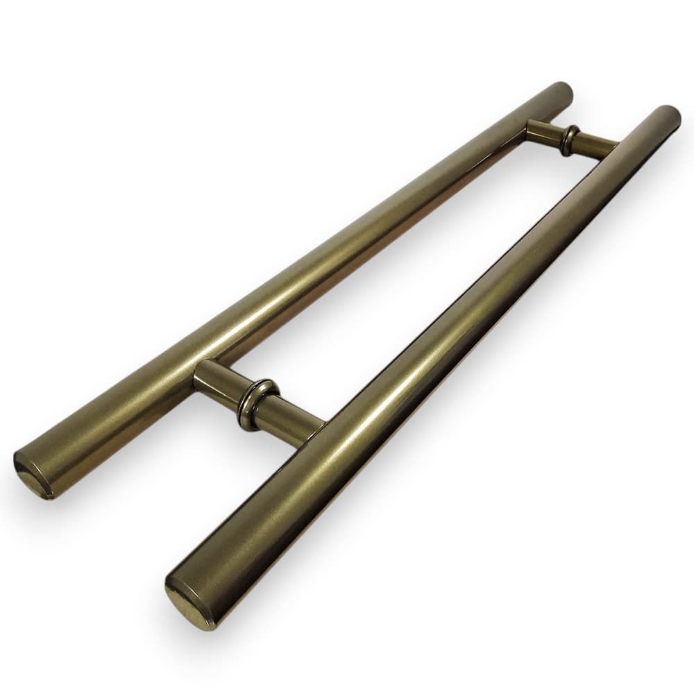Puxador H Duplo Tubular  60cm - Entre Furos 40cm - Tubo de 29mm - p/ Portas Madeira/vidro/Alum/Portão