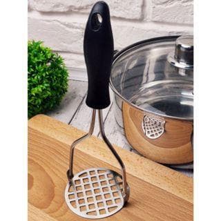 Amassador Espremedor Manual De Batatas E Legumes Aço Inox Com Cabo Plástico Promoção