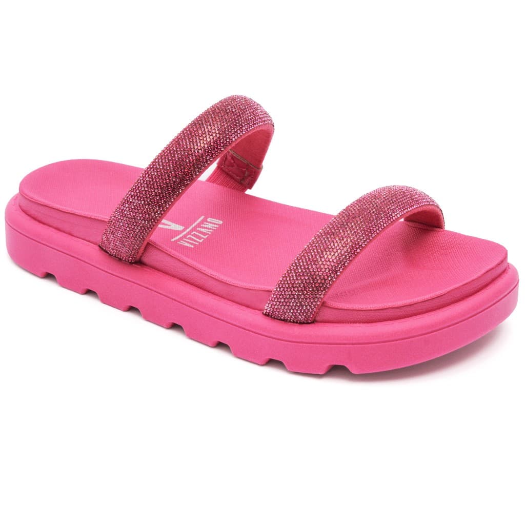 Papete Vizzano Feminina Strass Brilho Tratorada Original 6459.110 Pink