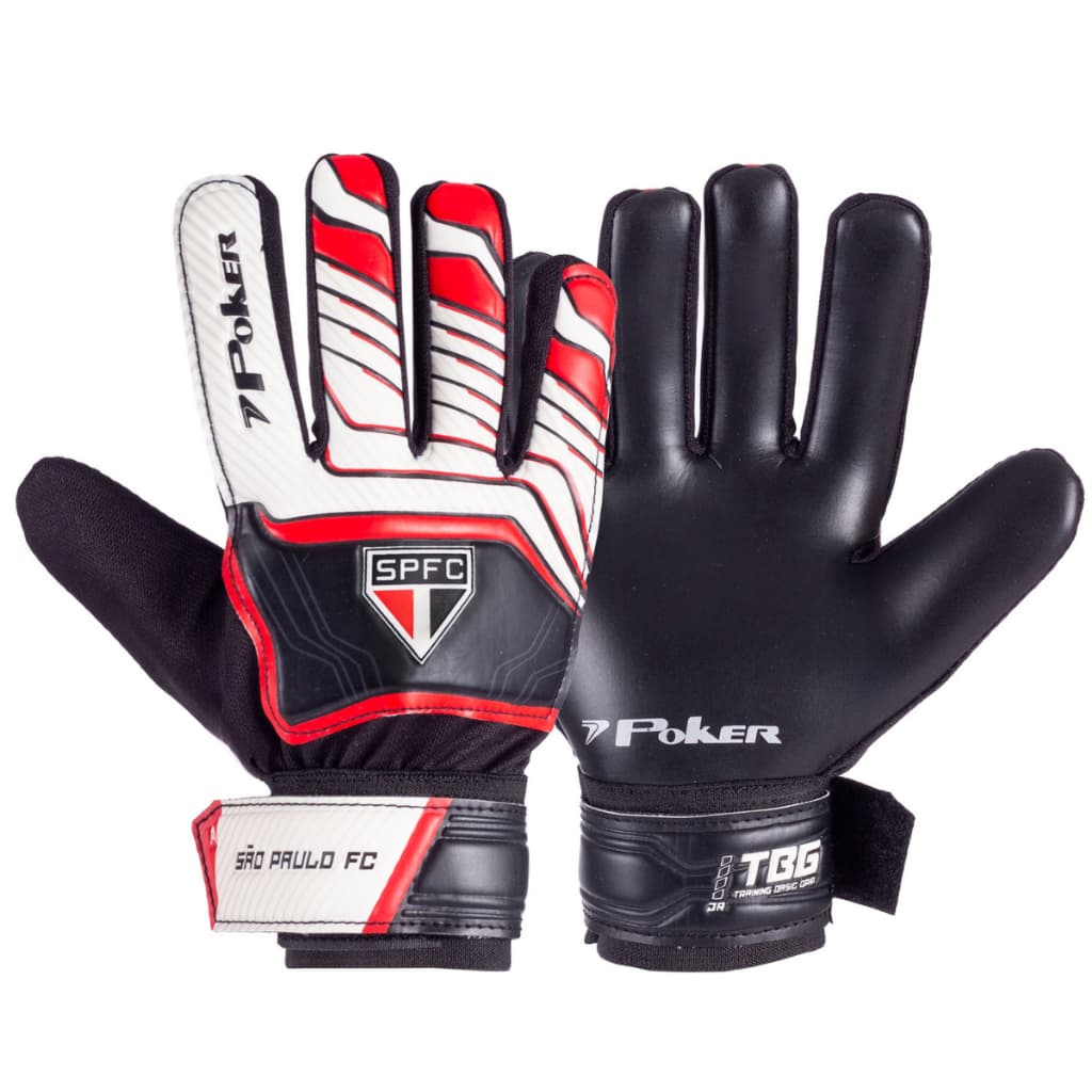 Luva Infantil Goleiro Poker Training Clube São Paulo FC Futebol Futsal Fut7 Sintético