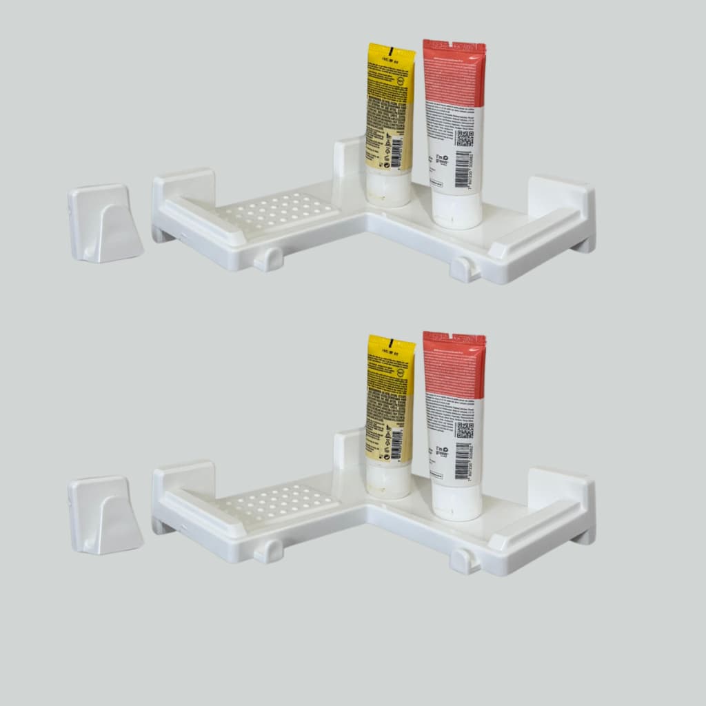 Kit 2 Porta Shampoo com Gancho de Canto Organizador Banheiro Sabonete Prático