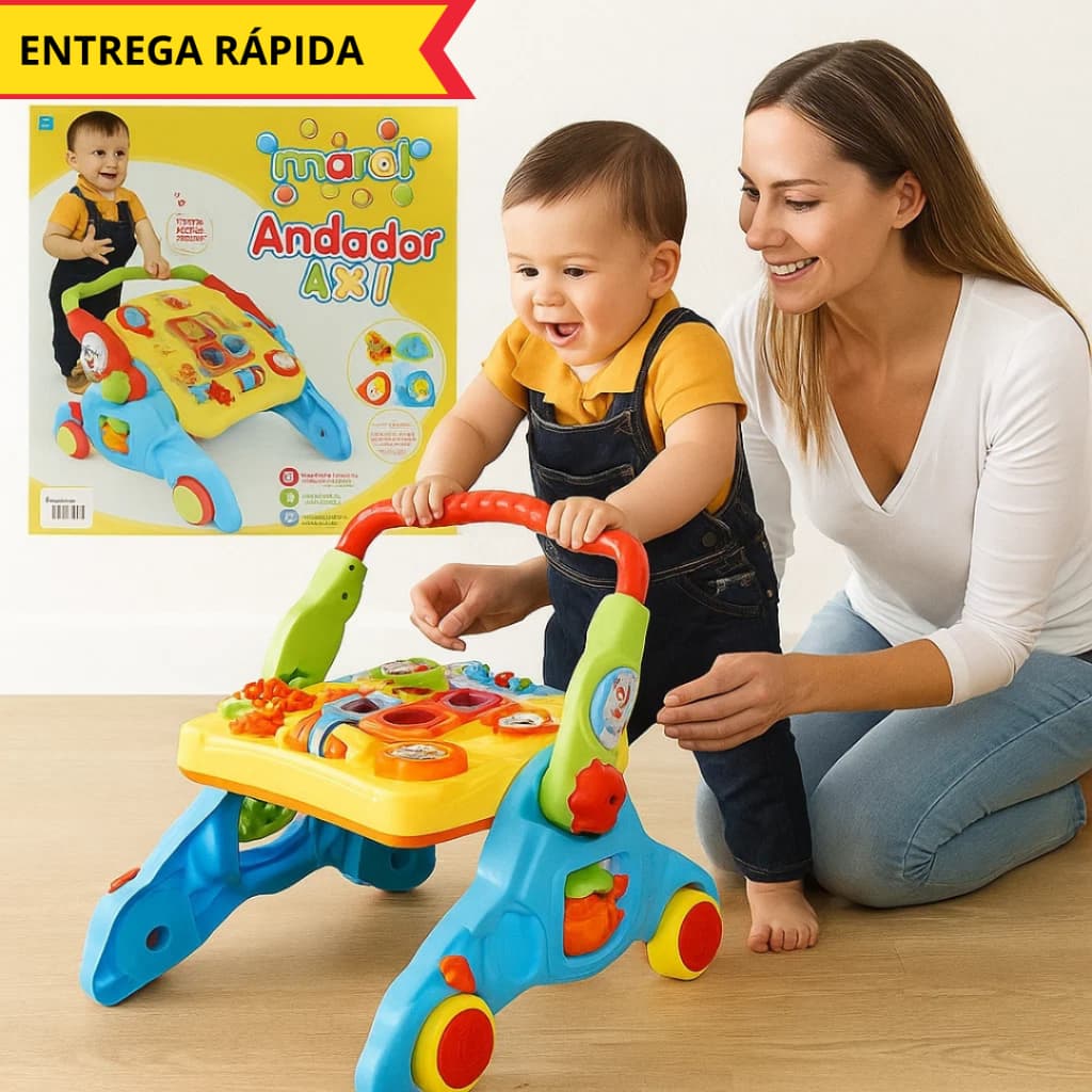 Andador Bebê 4 em 1 Mesa Didática Com Som E Acessórios