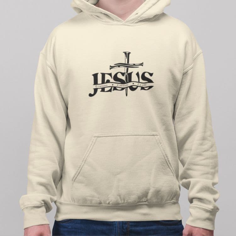 moletom canguru moletom unissex moletom capuz moletom JESUS moletom algodão