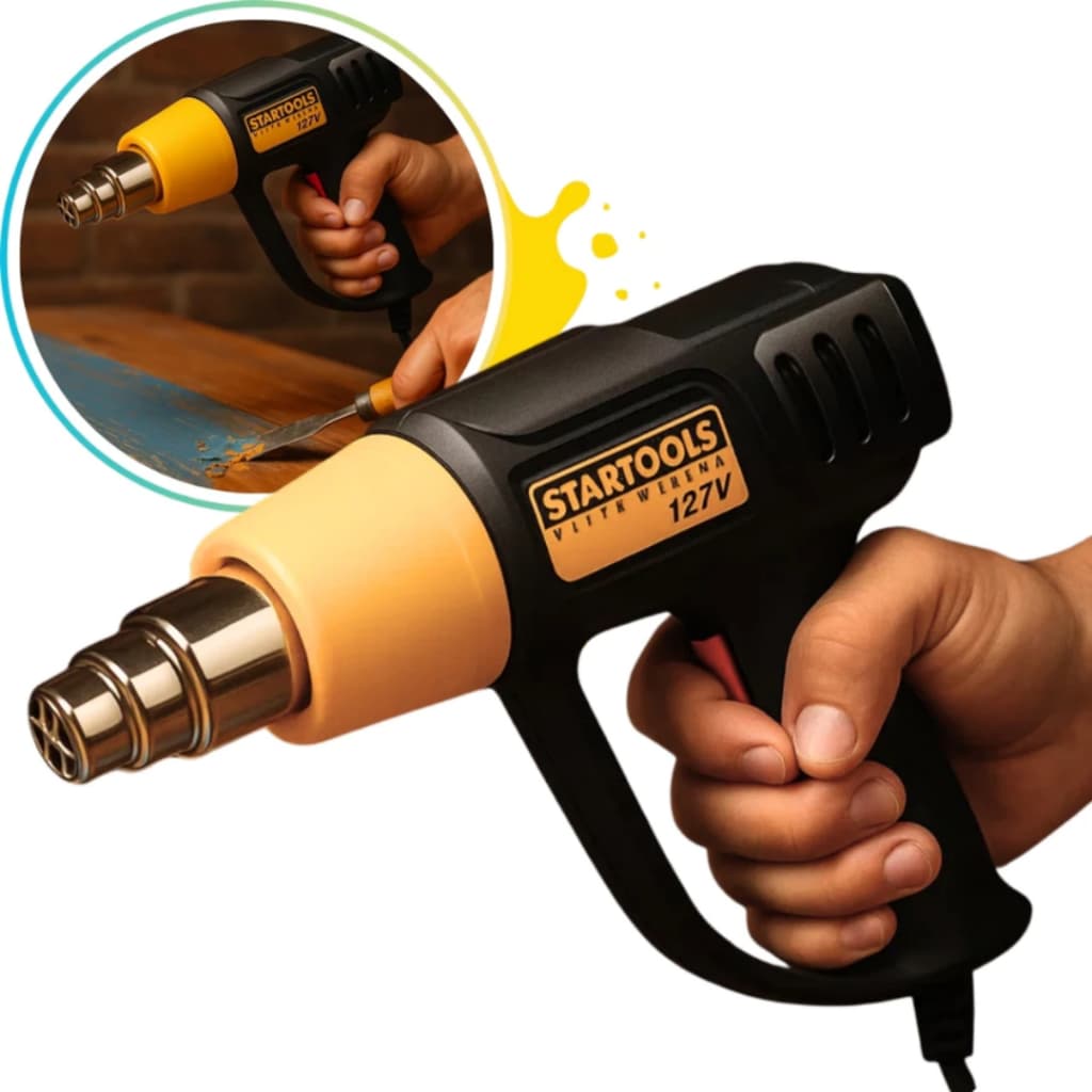Soprador Termico Profissional 2000w 300-650°C 2 Níveis de Temperatura Com bico
