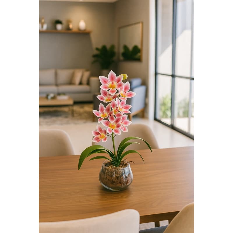 Vaso Arranjo centro de mesa orquídea- vaso completa-Decoração de sala