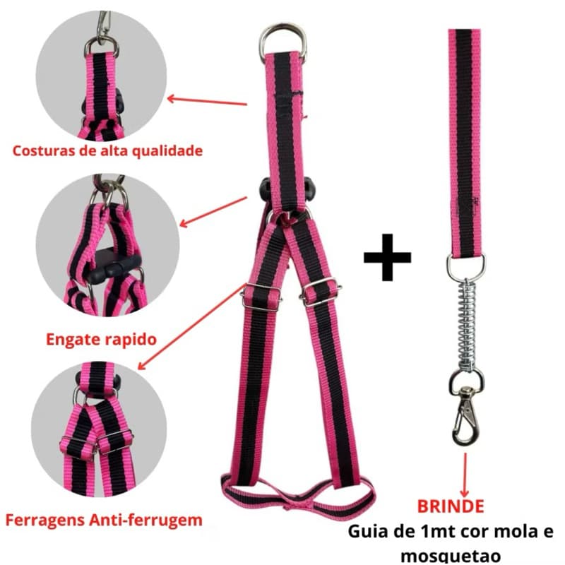 coleira peitoral regulagem aranha e guia peitoral cachorro pequeno médio grande porte pitbul american pastor golden
