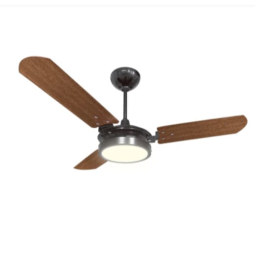 Ventilador Valen Preto Mogno com Led Branco Quente 127V
