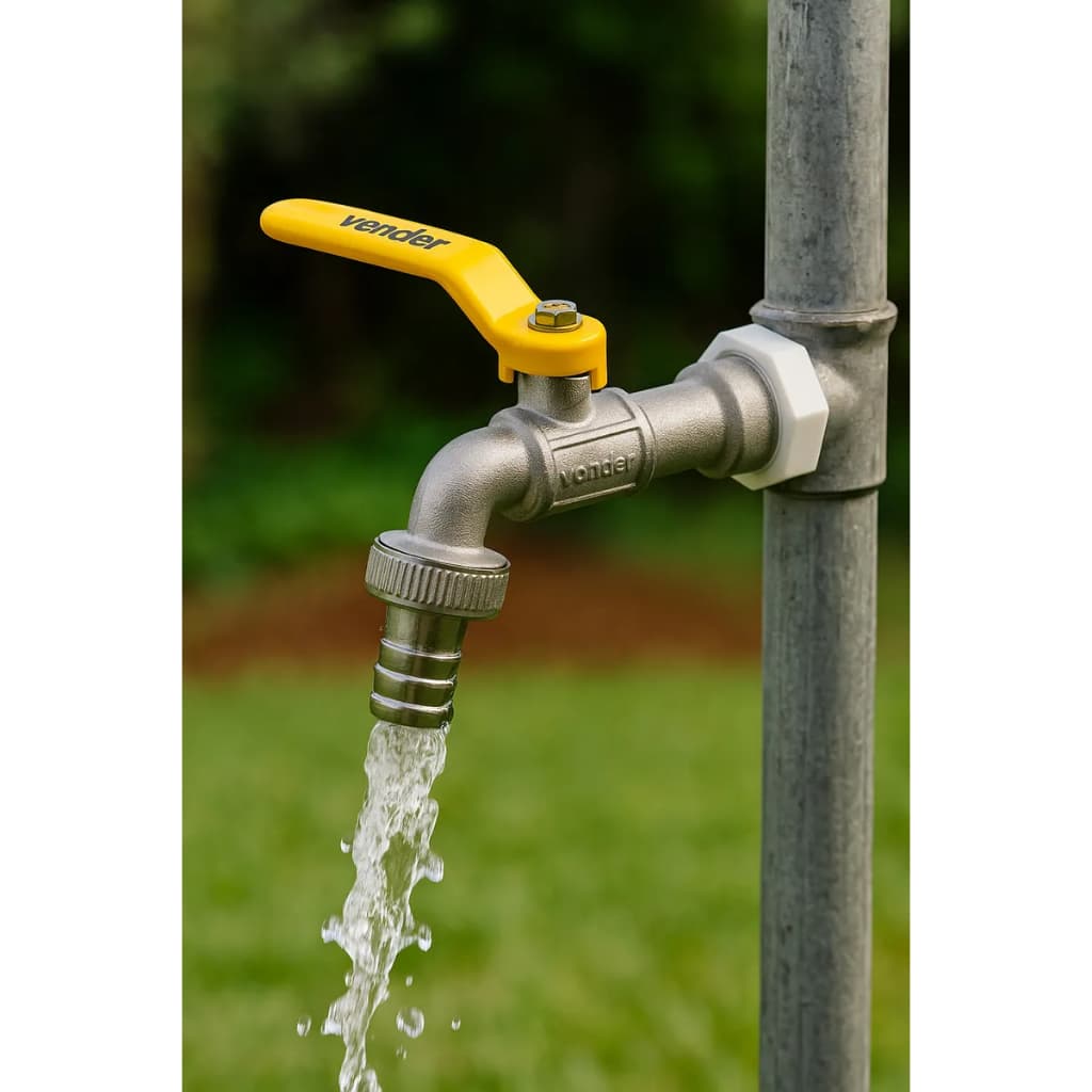 Torneira Vonder Esfera 1/2 com Redução 3/4 p/ Jardim e Tanque Alumínio Reforçado Vedação Prática 1/4 Volta