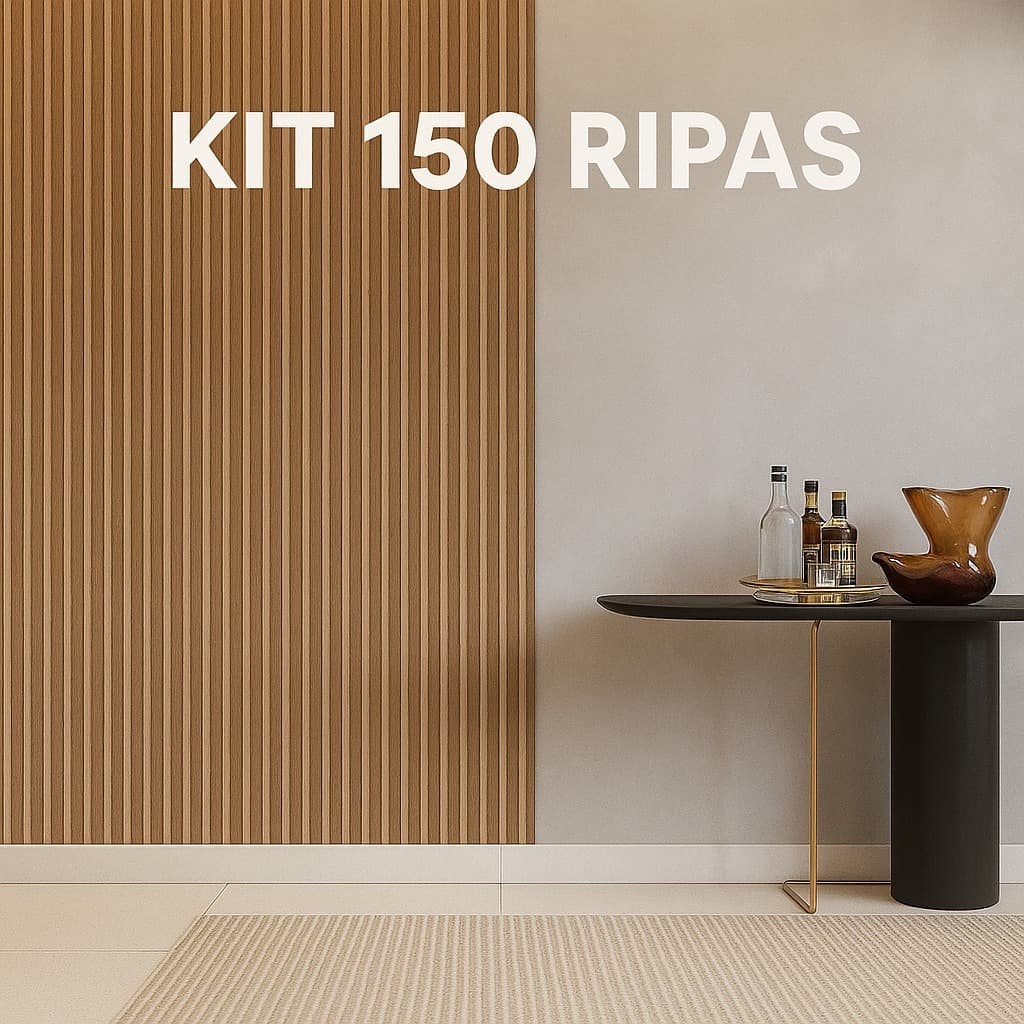 Kit até 150 Placas Ripada Painel de TV Parede Toda 45x11cm - CONJUNTO DE 150 PLACAS AUTOCOLANTES