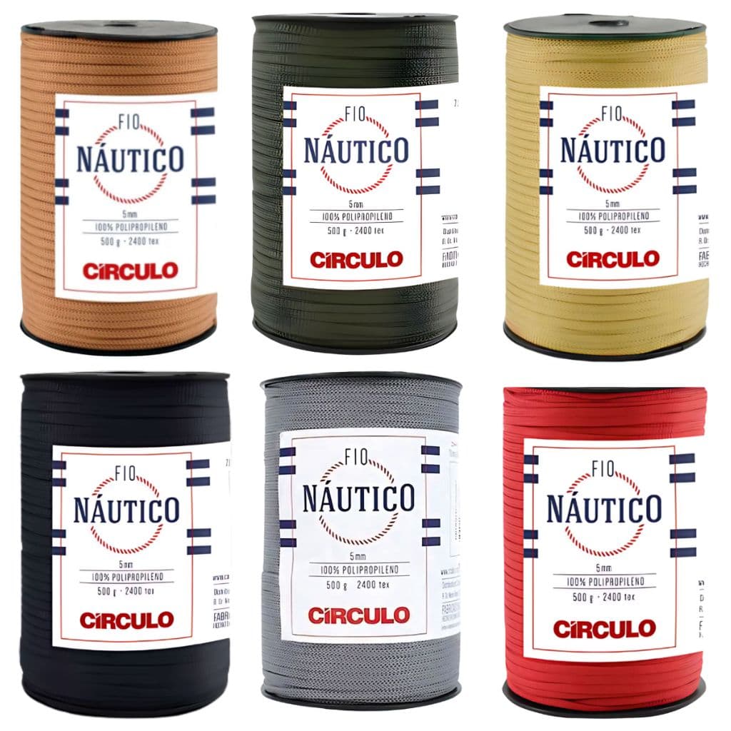 Fio Náutico Círculo Tricô Crochê 5mm 208m 500g 2400Tex Várias Cores