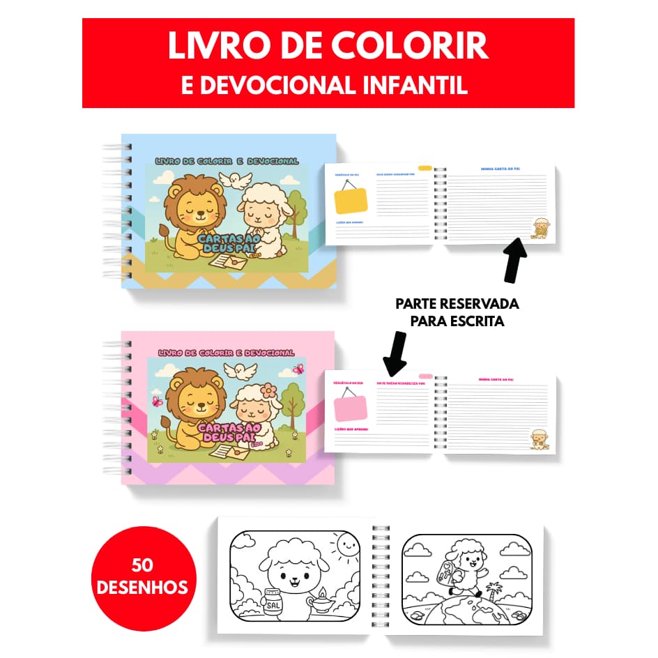 Livro de Colorir E Devocional Infantil Cartas ao Deus Pai Jesus Espírito Santo Para Criança Caderno de Oração Infantil