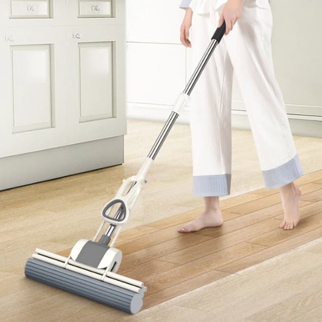 Rodo de Limpeza Mop Fácil Celeste Auto Torção Refil Em Espuma Mop Limpeza Rodo Magico
