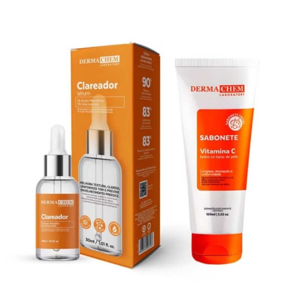 Kit Serum E Sabonete Vitamina C Fácil Ajuda Clarear Manchas Dermachem