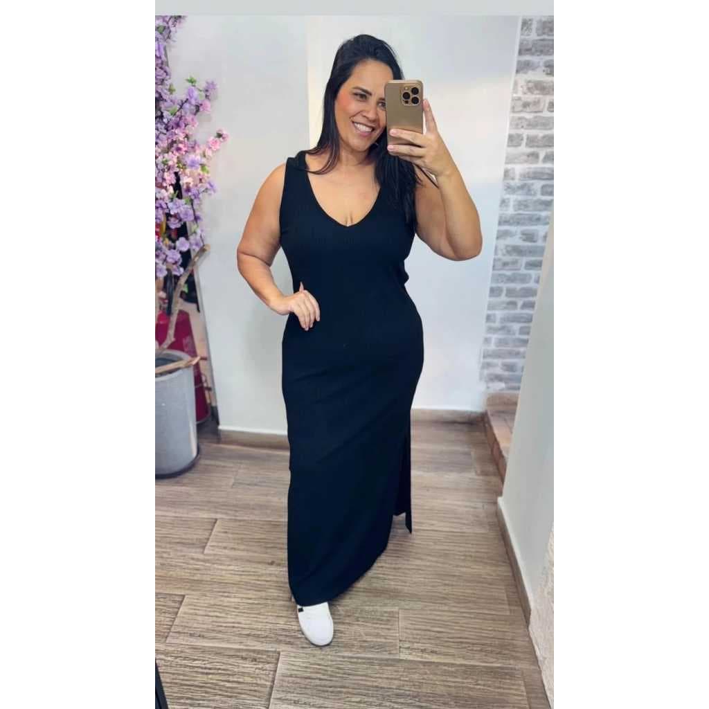 VESTIDO LONGO REGATA FERTHALI PLUS SIZE