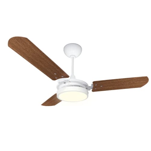 Ventilador Valen Branco Mogno com Led Branco Quente 127V